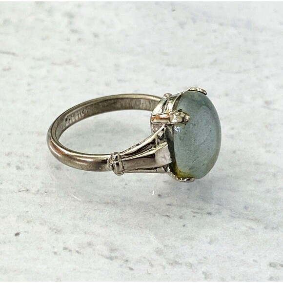 Gray Moonstone Sterling Silver Ring Sz 5 3/4 Retro Vintage Signed McGrath Hamin - Picture 9 of 11